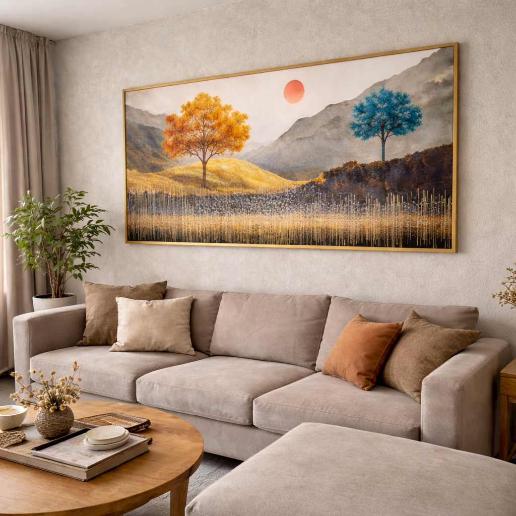 Abstract Golden Landscape Wall Poster – Ft Luxury Wall Decor