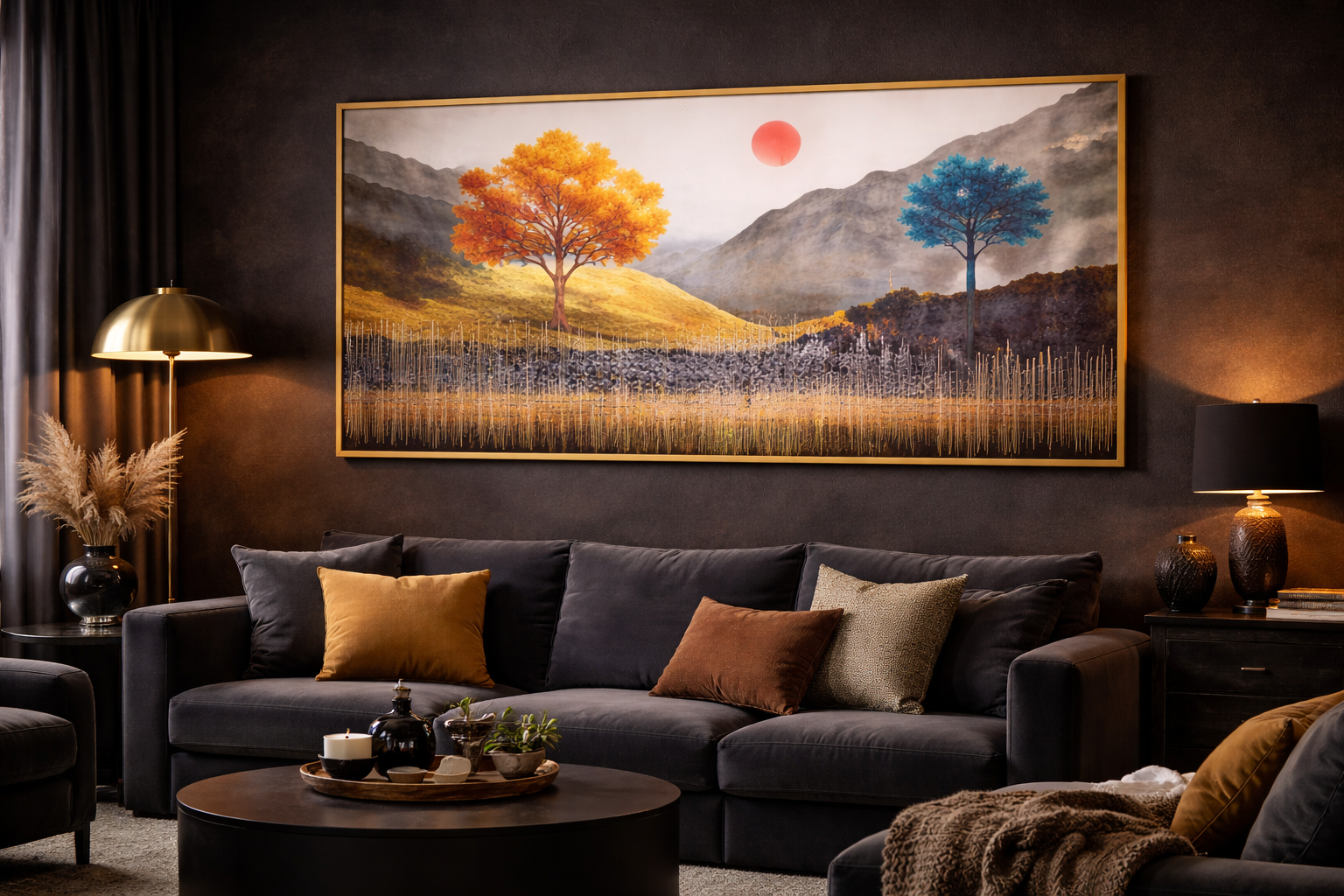 Abstract Golden Landscape Wall Poster – Ft Luxury Wall Decor