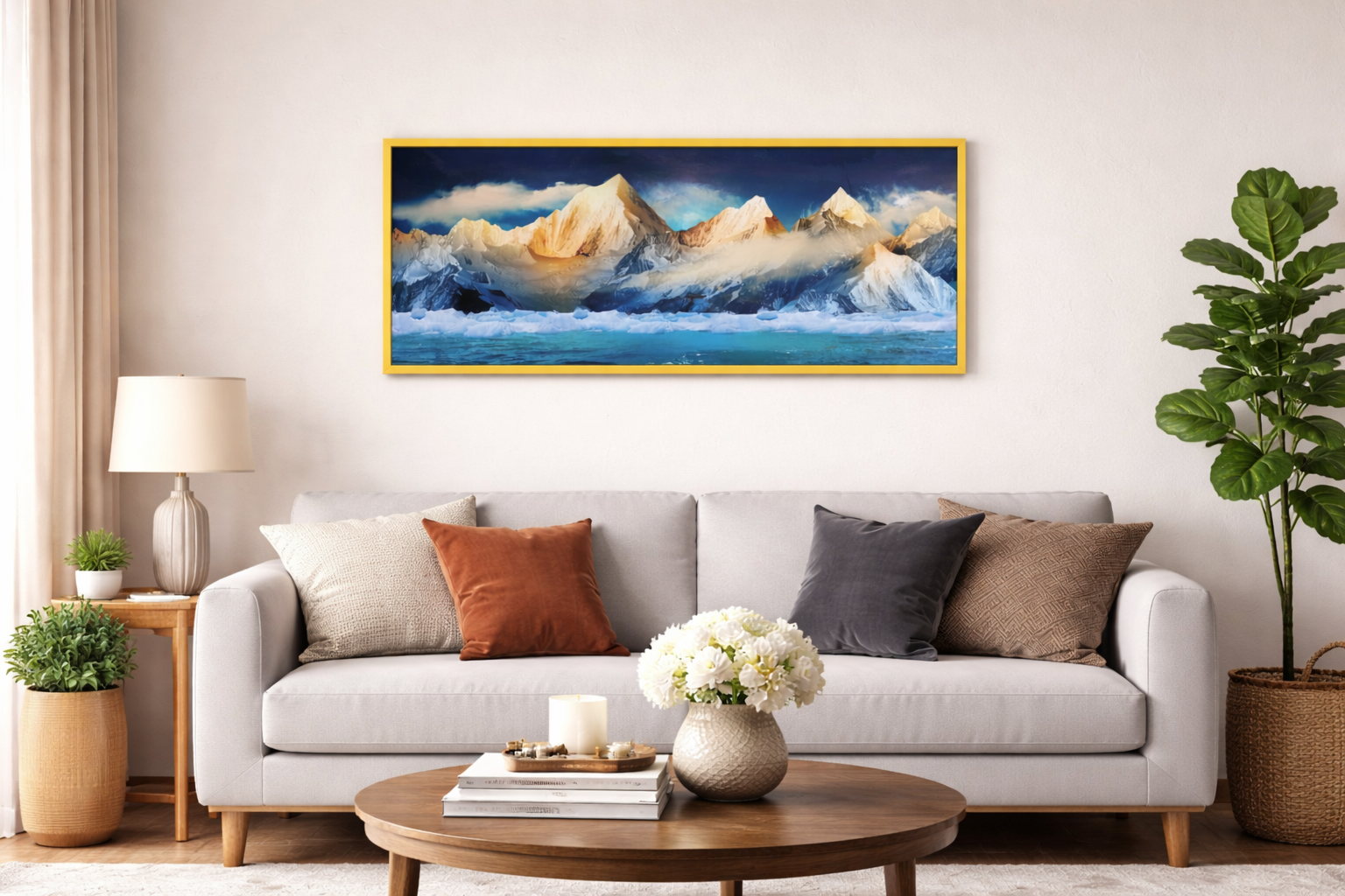Luxury 3D Mountain Landscape Wall Art - Framed (2x4 ft)