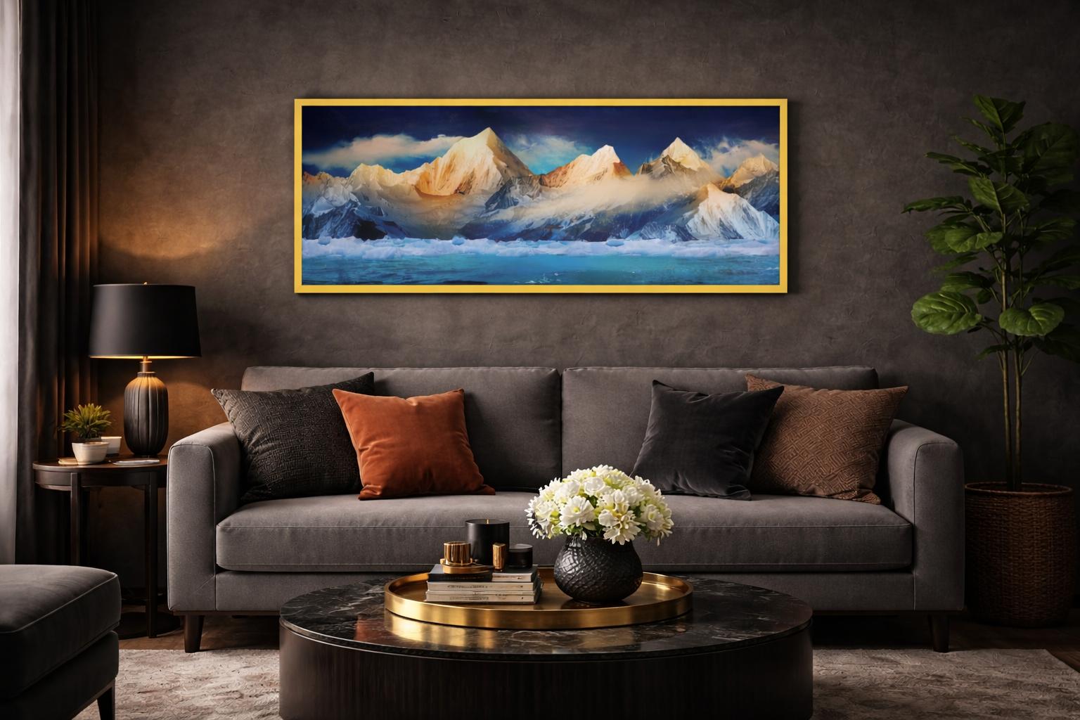 Luxury 3D Mountain Landscape Wall Art - Framed (2x4 ft)