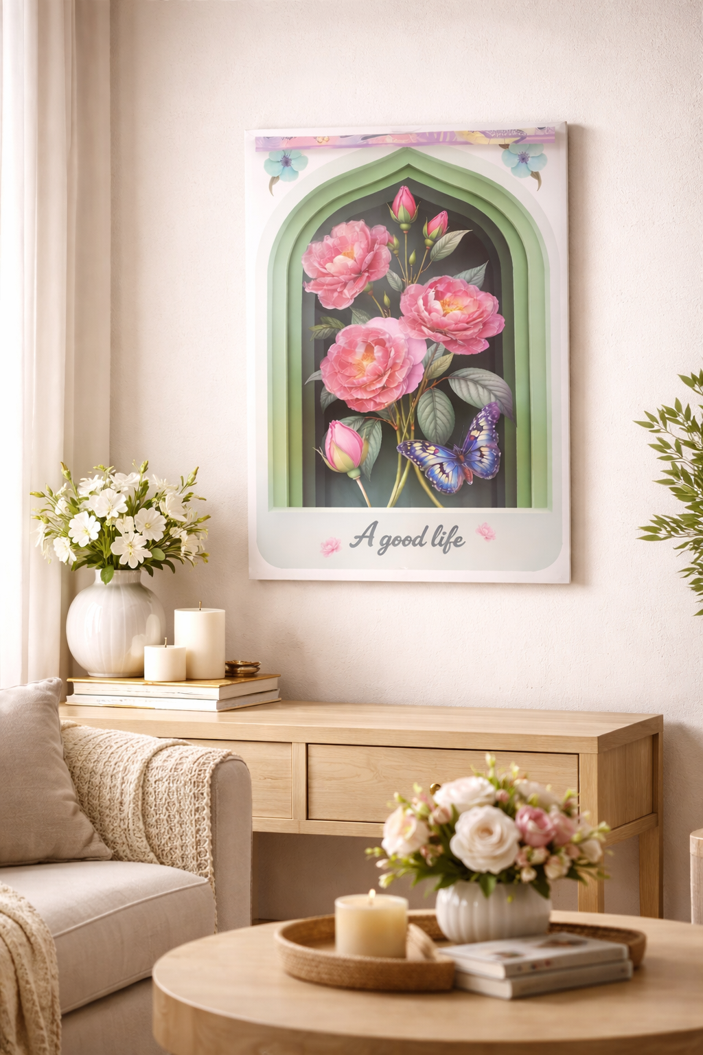 Elegant Floral Wall Poster “A Good Life” – Premium Decorative Art