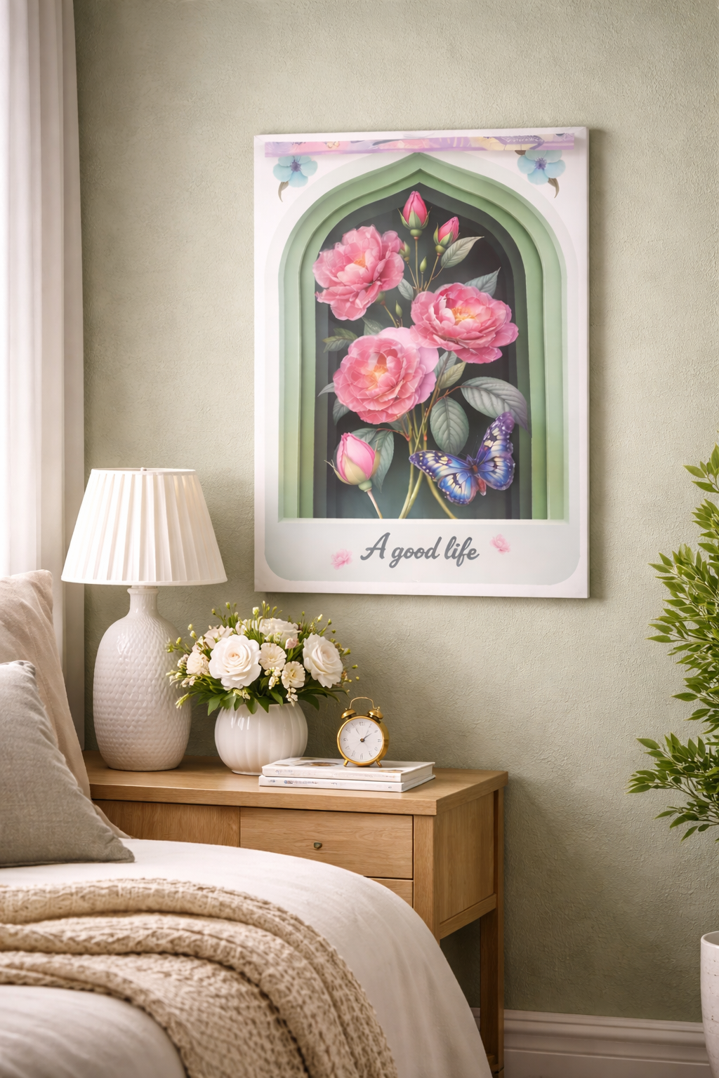 Elegant Floral Wall Poster “A Good Life” – Premium Decorative Art