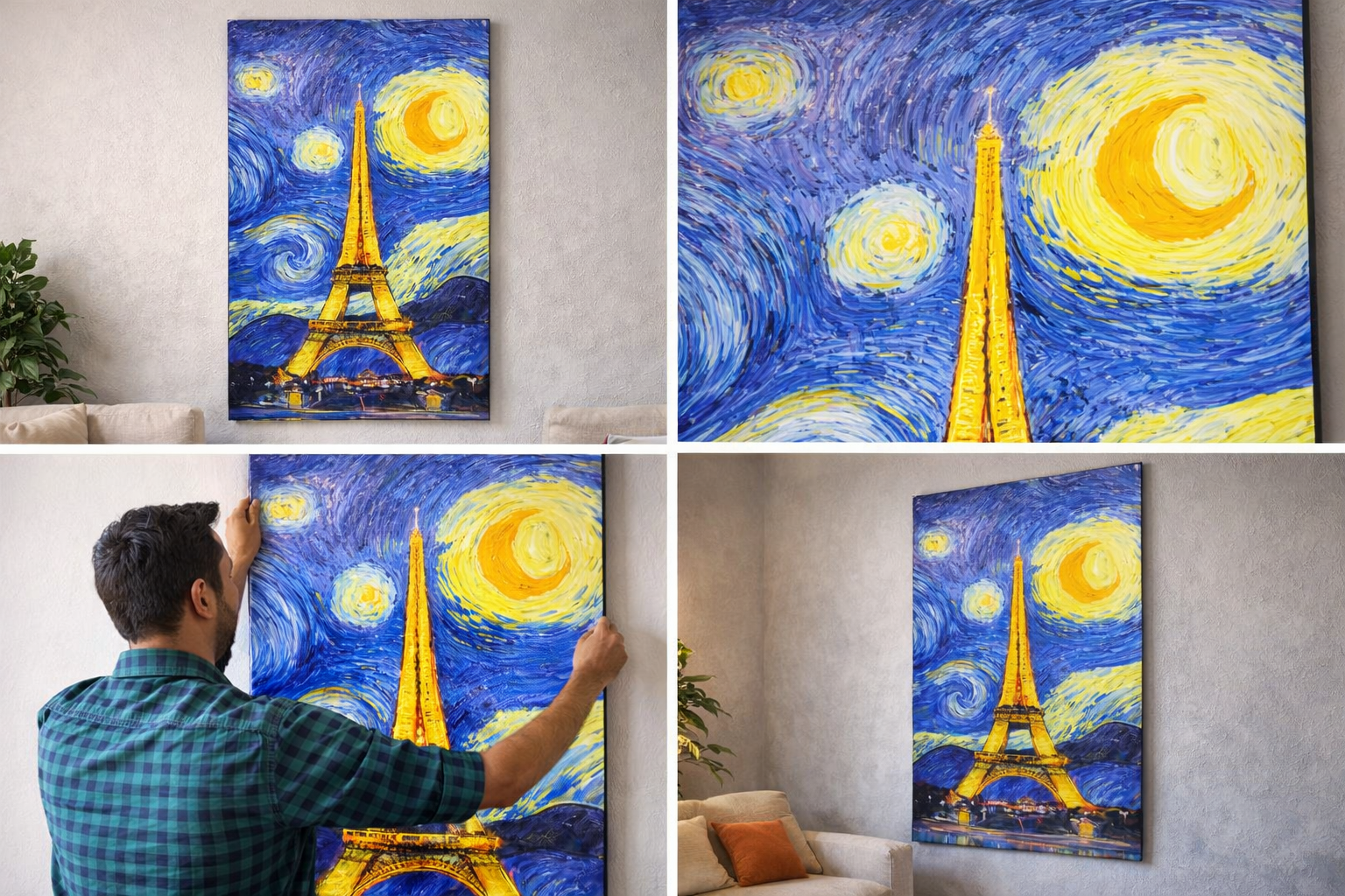 Eiffel Tower Starry Night Wall Poster – Large 4×2 Ft Home Decor