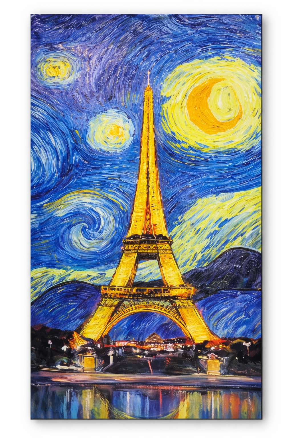 Eiffel Tower Starry Night Wall Poster – Large 4×2 Ft Home Decor