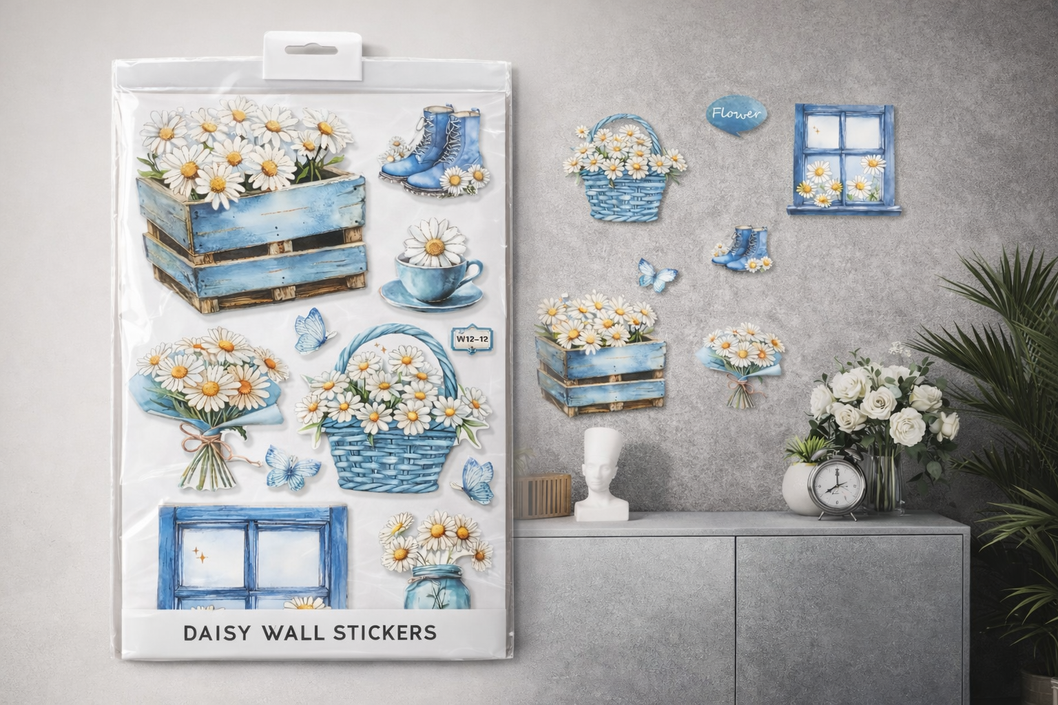 Floral Wall Stickers for Living Room, Kitchen & Garden