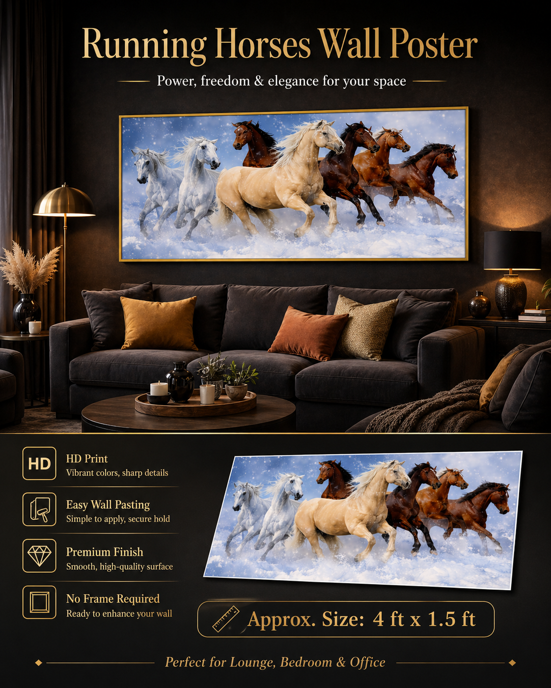 Running Horses Wall Poster